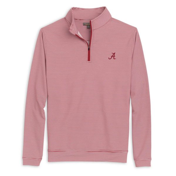 Peter Millar Crimson Mini Stripe Script “A” Perth Pullover