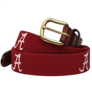 Smathers & Branson Crimson Needlepoint Script "A" Belt