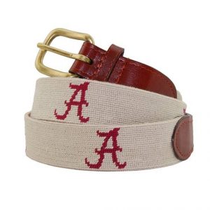 Smathers & Branson Khaki Needlepoint Script “A” Belt