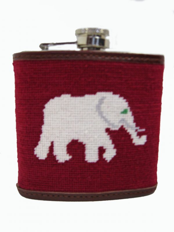 Smathers & Branson Needlepoint Elephant Flask