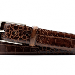 Martin Dingman Brown William 2 Buckle Alligator Dress Belt