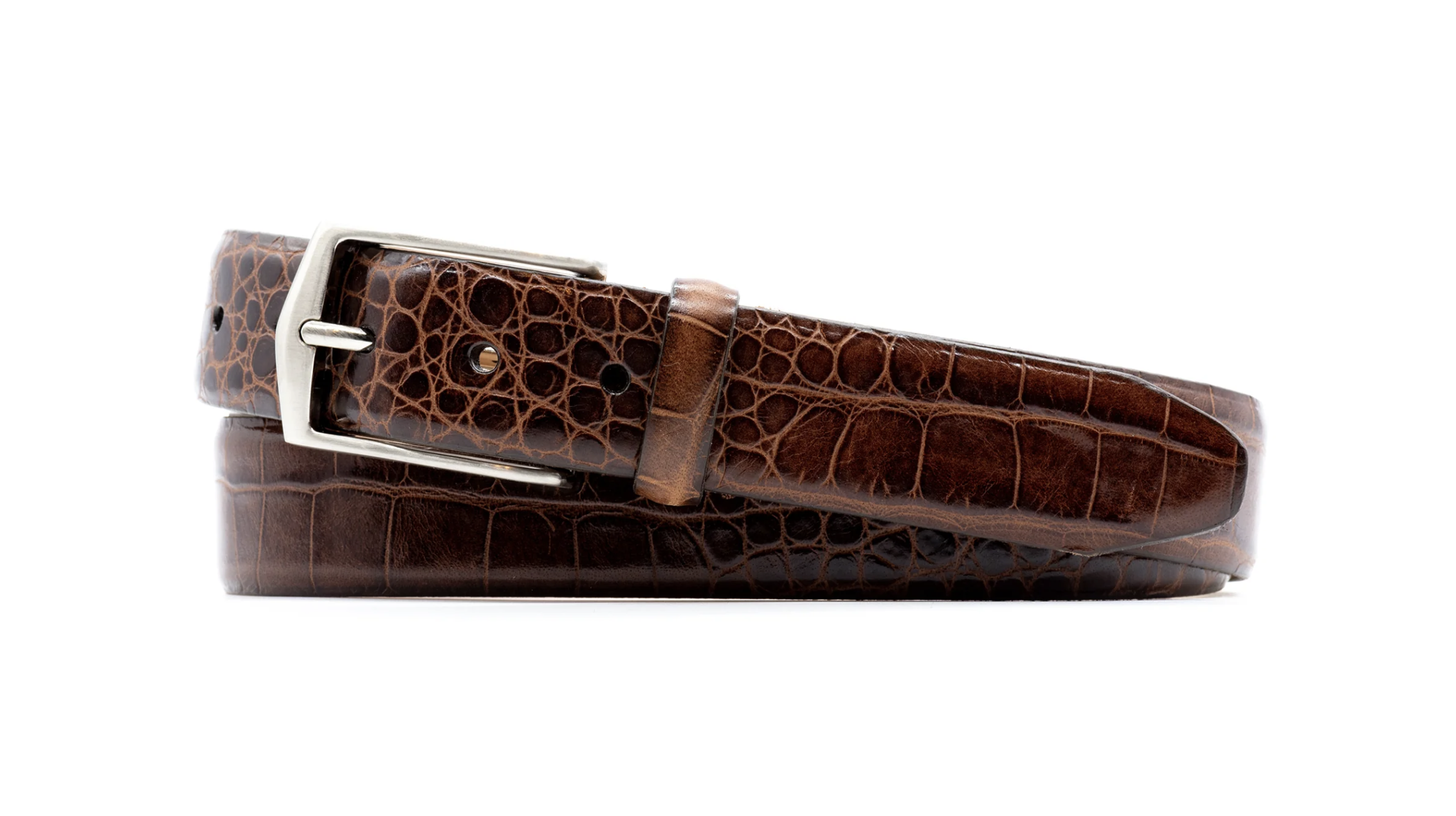 Men's Alligator Leather Belt, Dark Brown Alligator / 32