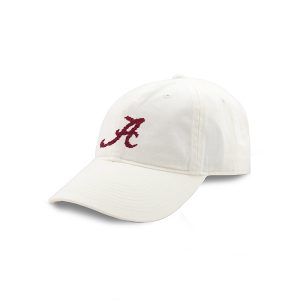 Smathers & Branson White Needlepoint Script "A" Hat