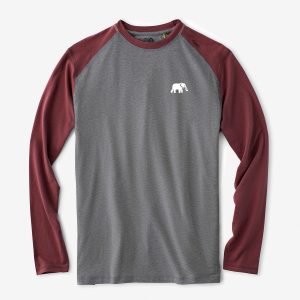 TASC Heather Grey/Garnet Blocked Carrollton Elephant Long Sleeve T-Shirt
