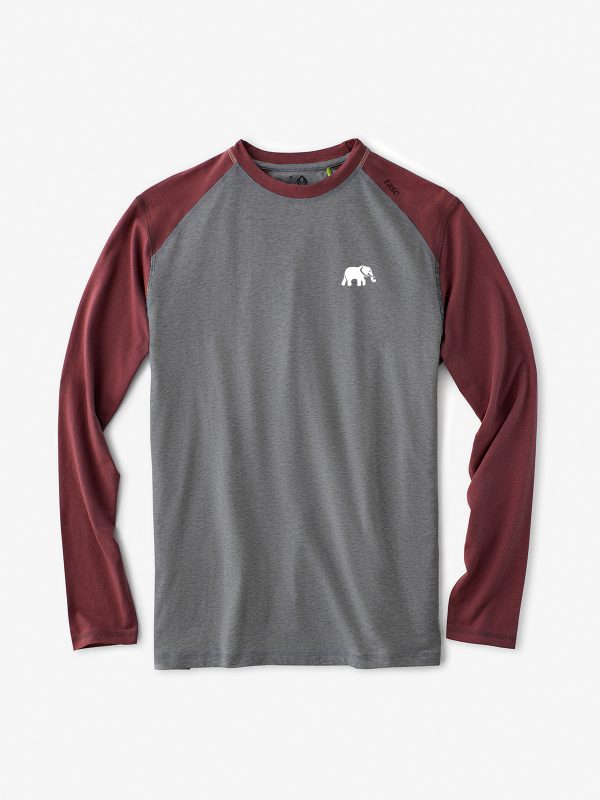 TASC Heather Grey/Garnet Blocked Carrollton Elephant Long Sleeve T-Shirt