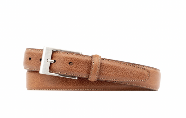 Martin Dingman Delaney 2-Buckle Scotch-Grain Leather Dress Belt