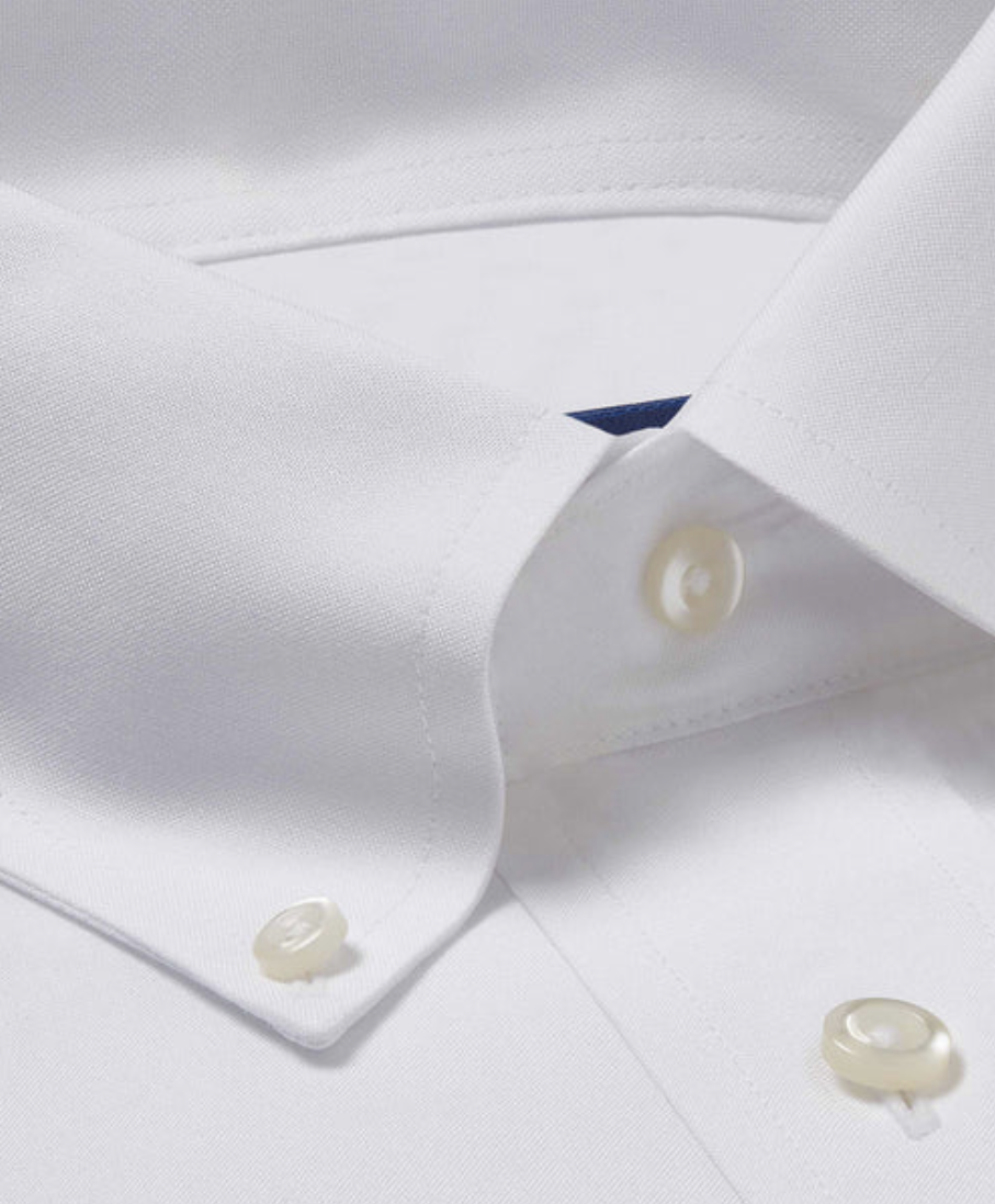 David Donahue Men's Trim-Fit Royal Oxford Dress Shirt - White - Size 16