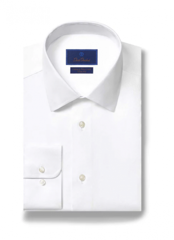 David Donahue White Non-Iron Dress Shirt-Trim Fit