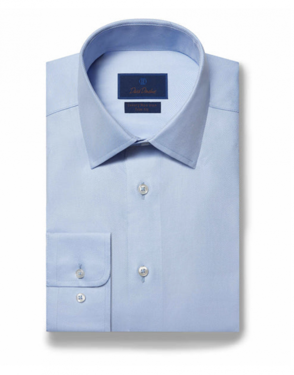 David Donahue Sky Blue Non-Iron Dress Shirt-Trim Fit