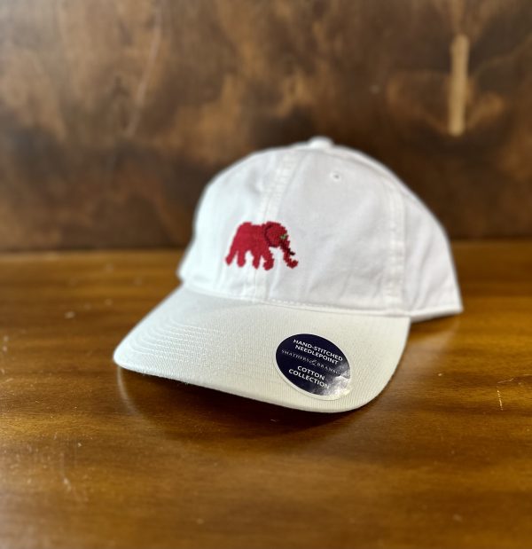 Smathers & Branson White Needlepoint Cotton Elephant Hat