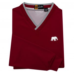Crimson V-Neck Elephant Pullover