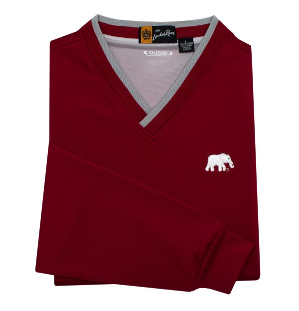 Crimson V-Neck Elephant Pullover