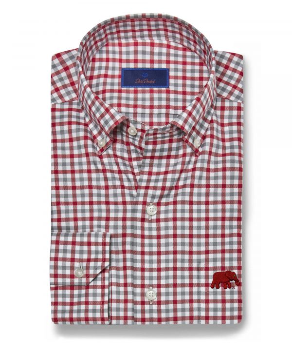 David Donahue Crimson and Grey Check Elephant Sportshirt