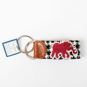 Smathers & Branson Needlepoint Elephant Houndstooth Key Fob