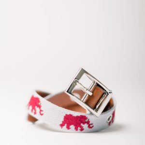 Smathers & Branson Grey Needlepoint Elephant Dog Collar