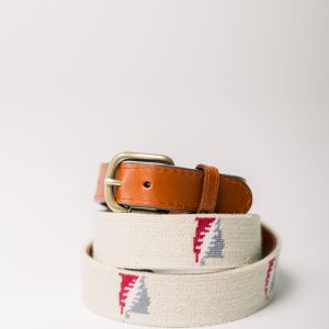 Smathers & Branson Khaki Needlepoint State "Steal Your Face" Belt