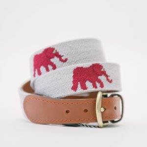 Smathers & Branson Grey Needlepoint Elephant Belt