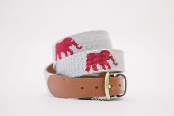Smathers & Branson Grey Needlepoint Elephant Belt