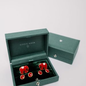 Codis Maya Gold Crimson Enamel Elephant Stud Set