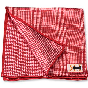 R. Hanauer Crimson Plaid/Houndstooth Pocket Square