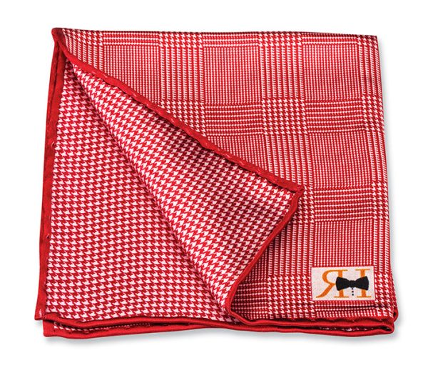 R. Hanauer Crimson Plaid/Houndstooth Pocket Square