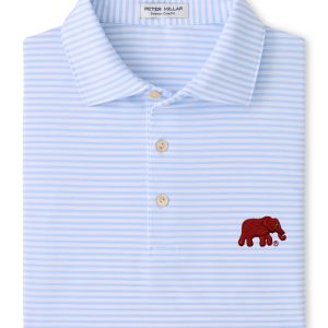 Peter Millar Wh/Light Blue Tiebreaker Stripe Elephant Polo