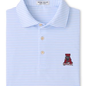 Peter Millar Wh/Light Blue Tiebreaker Stripe Vault "A" Polo