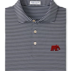 Peter Millar Black Tiebreaker Stripe Elephant Polo