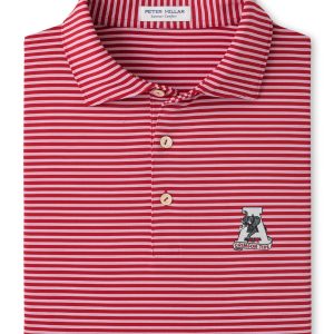 Peter Millar Crimson Tiebreaker Stripe Vault "A" Polo
