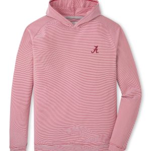 Peter Millar Crimson Stripe Script "A" Pine Performance Hoodie